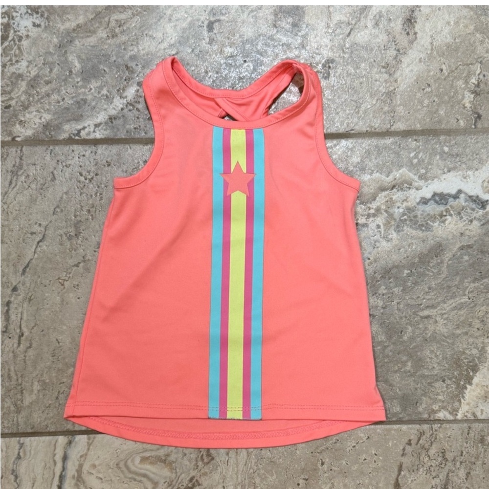 Used Size 3T okie dokie Pink Orange Tank Top with Backless Cut Out